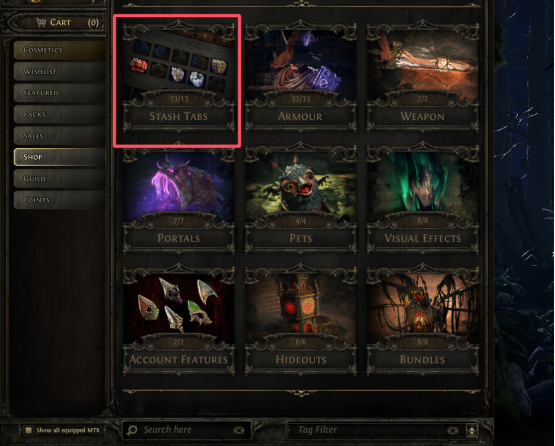 stash tab purchase